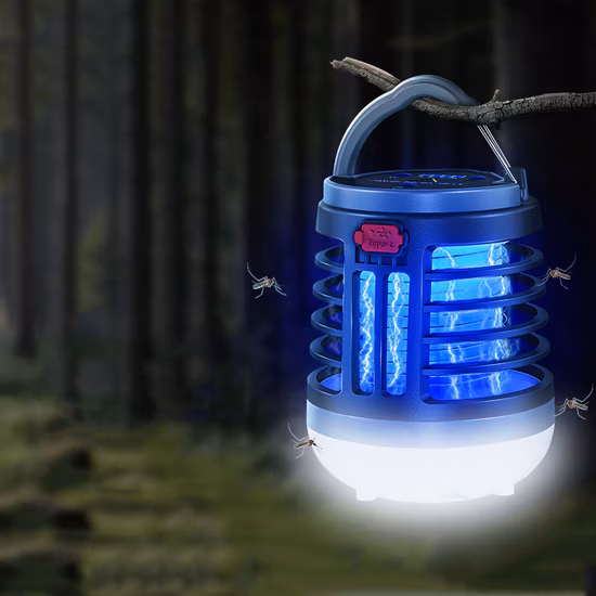 Outdoor Camping Hanging Pest Fly Killer Light USB Electric Shock LED Insect Killing Mosquito Killer Lamp with Battery Indication Rechargeable
